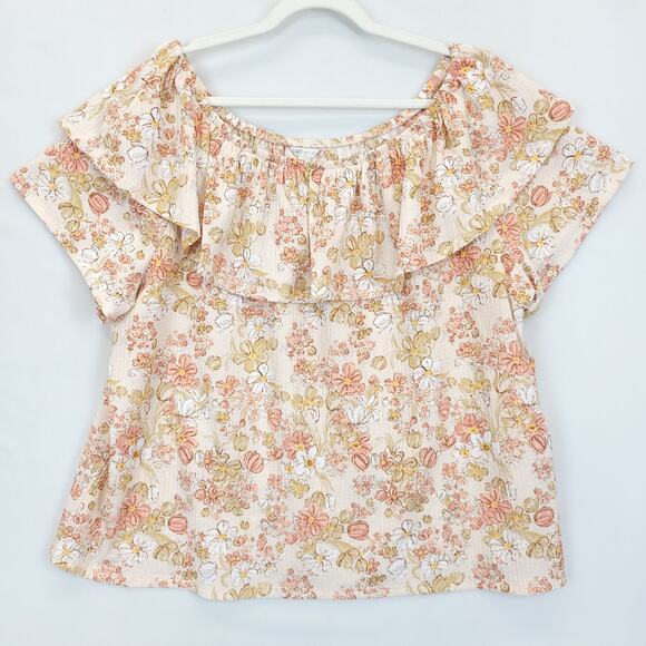 Cato High Low 2 Pcs Dress Ruffle Top Women 22 / 24 Peach Floral Boho Beachy - Picture 11 of 14